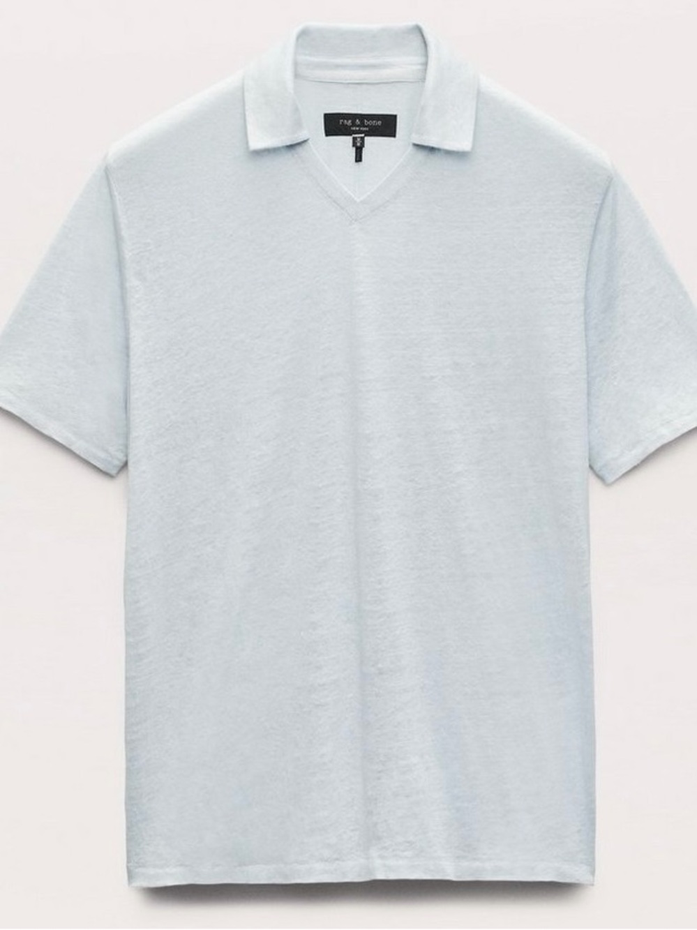 Rag & Bone NWT Linen Johnny Collar Polo Shirt Arctic Blur Size Medium